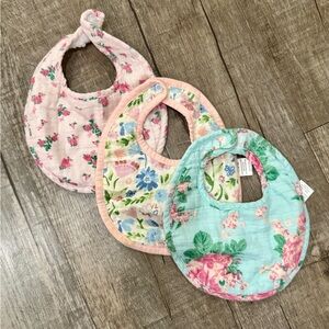 Mud Pie Baby Girl Floral Bib Set (3 Pack) Velcro Closure